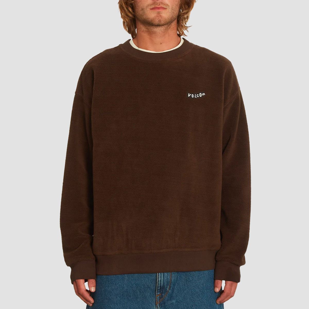 Volcom Too Kool LSE Crew Sweat Dark Brown