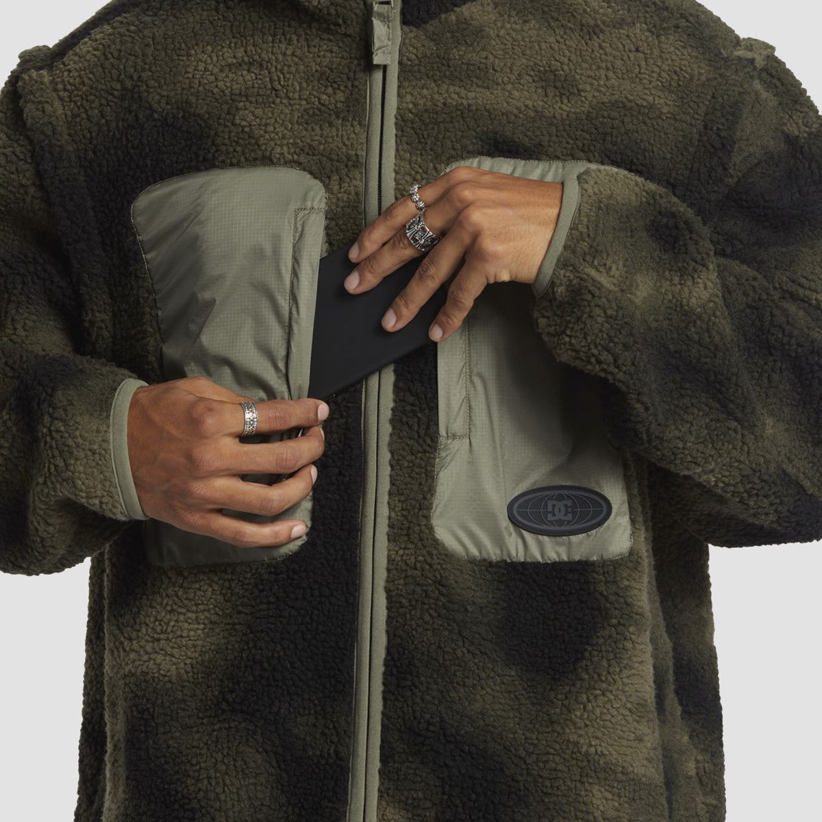 DC Traverse Fleece Jacket/Vest Olive Overspray Print