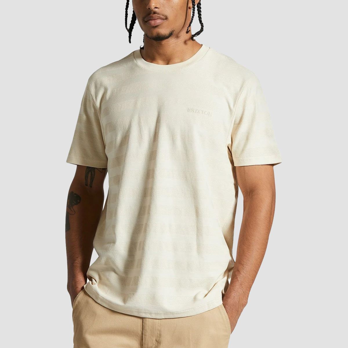 Brixton The City Jacquard Stripe T-Shirt Whitecap