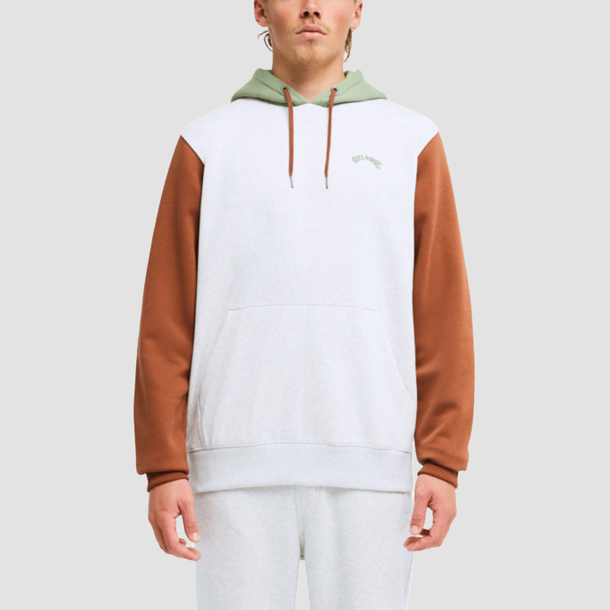 Billabong Arch Block Pullover Hoodie Light Grey Heather