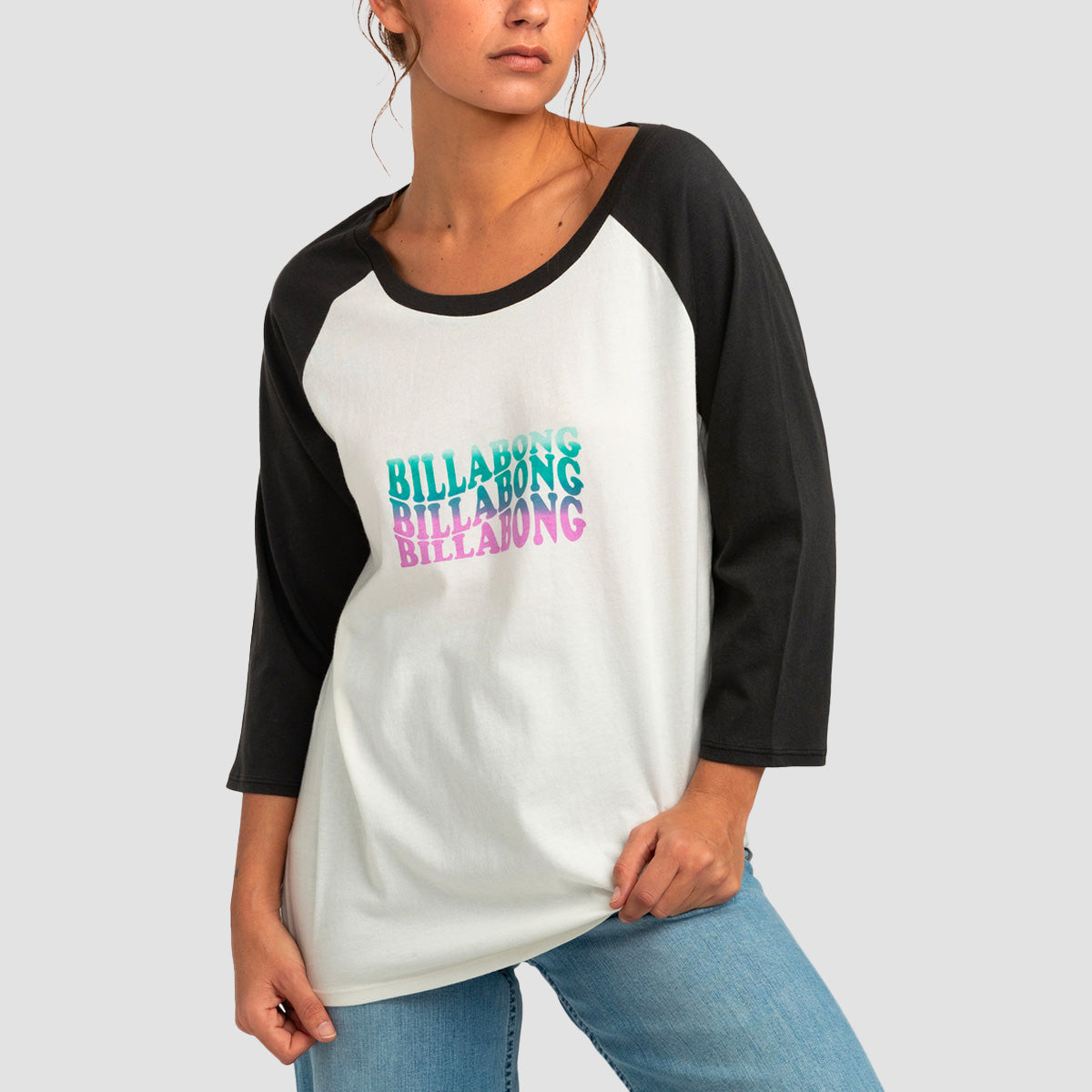 Billabong Eye Sea Sky 3/4 Sleeve Raglan T-Shirt Salt Crystal - Womens