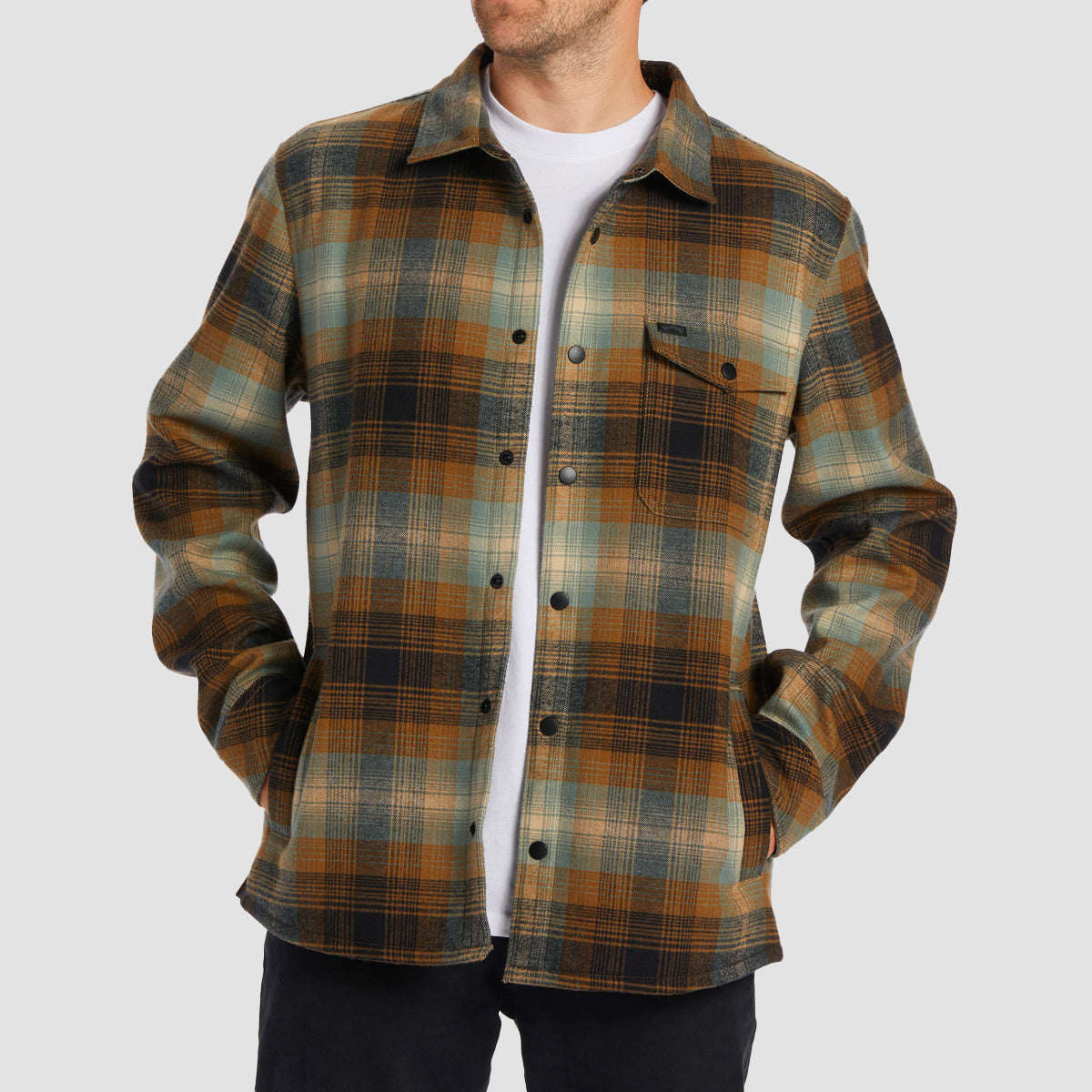 Billabong Furnace Bonded Longsleeve Flannel Shirt Dark Forest