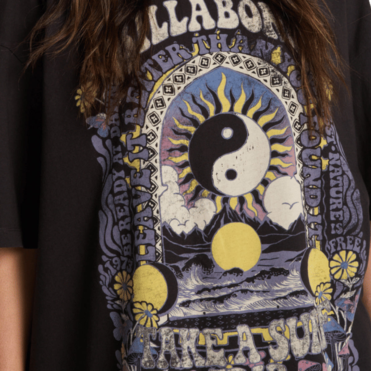 Billabong Surf Trip Loose Fit T-Shirt Off Black - Womens