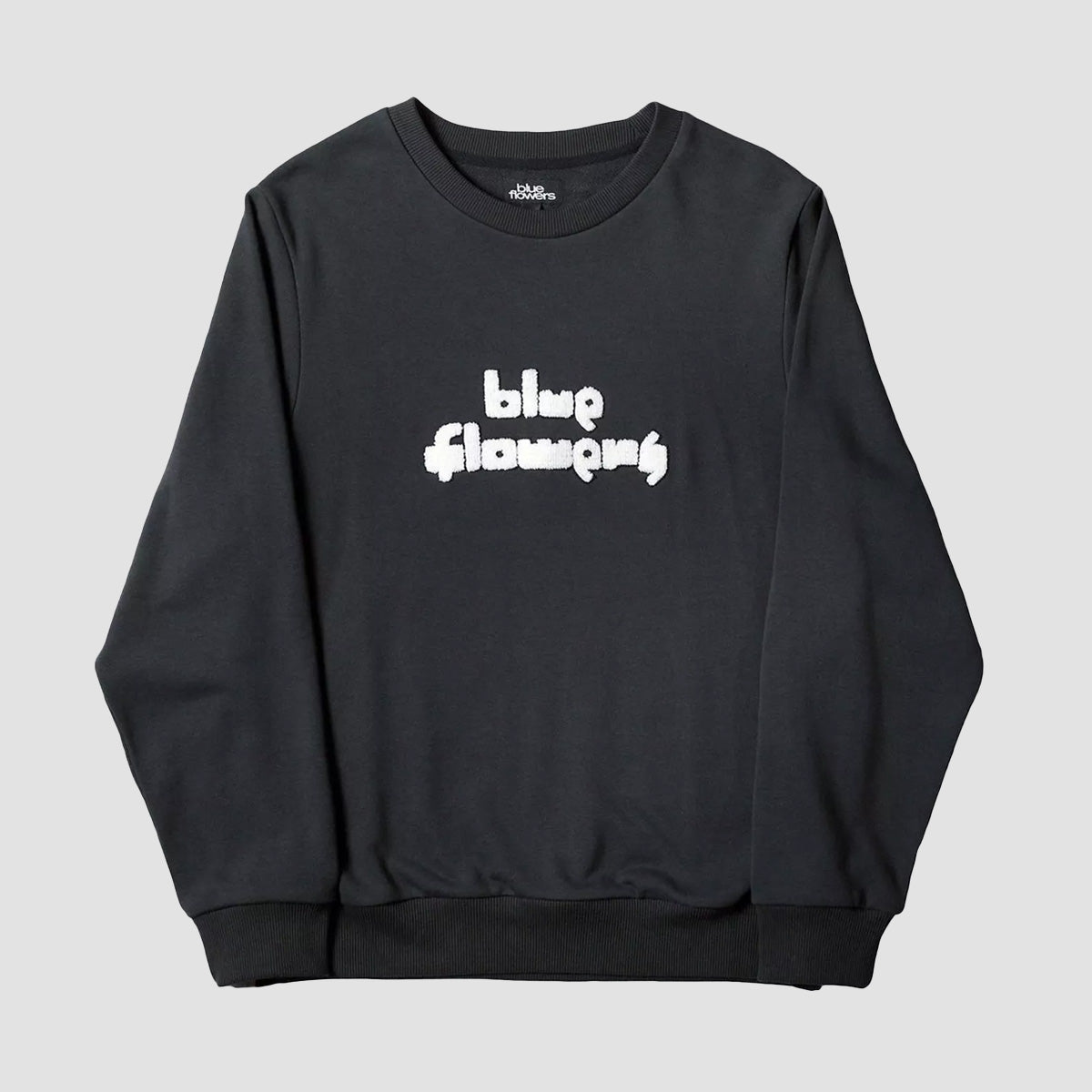 Blue Flowers Cloud 9 Crew Sweatshirt Black