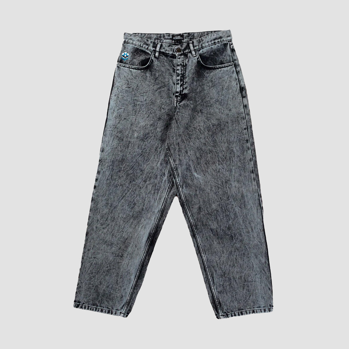 Blue Flowers Reworked Jeans Eco Acid Wash