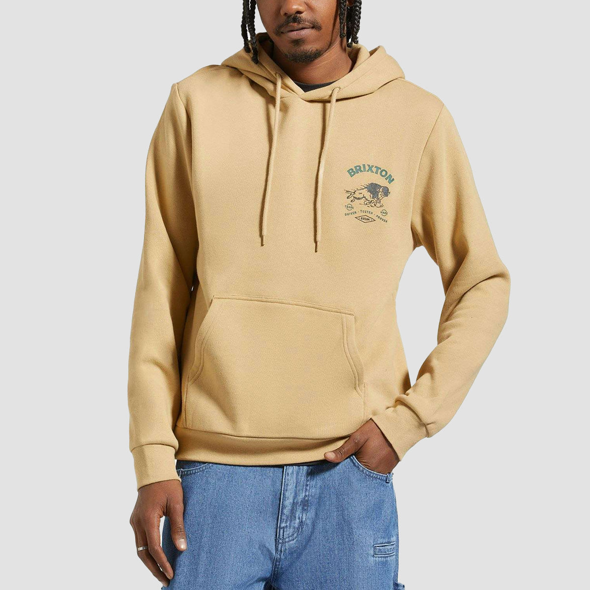 Brixton Charging Buffalo Pullover Hoodie Sand