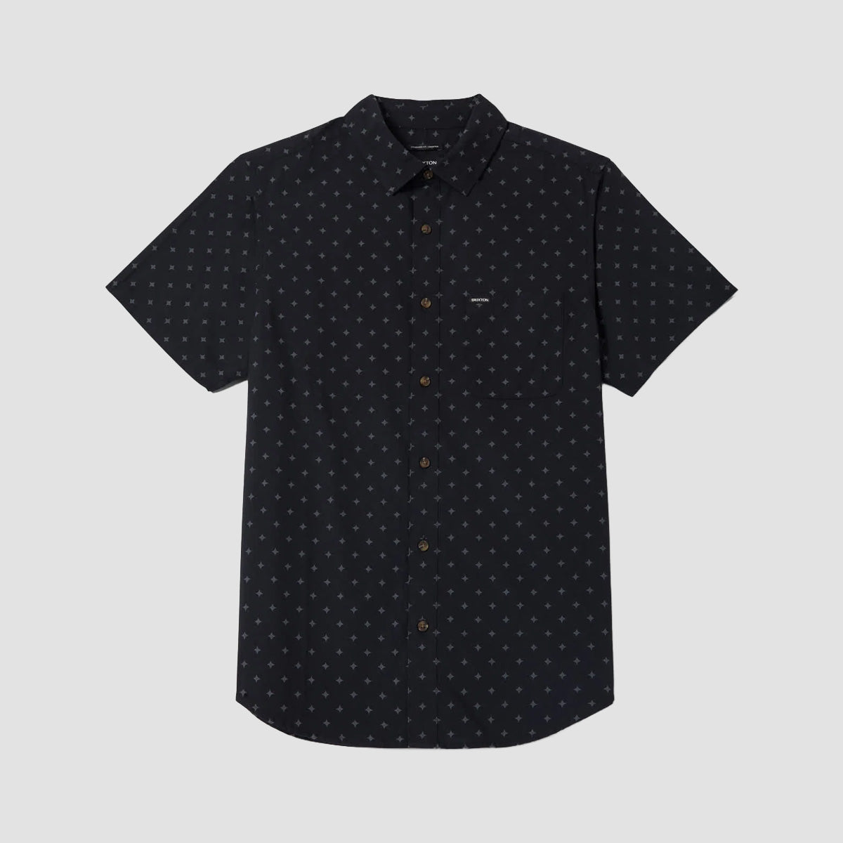 Brixton Charter Print Short Sleeve Shirt Future Grey Diamond Tile