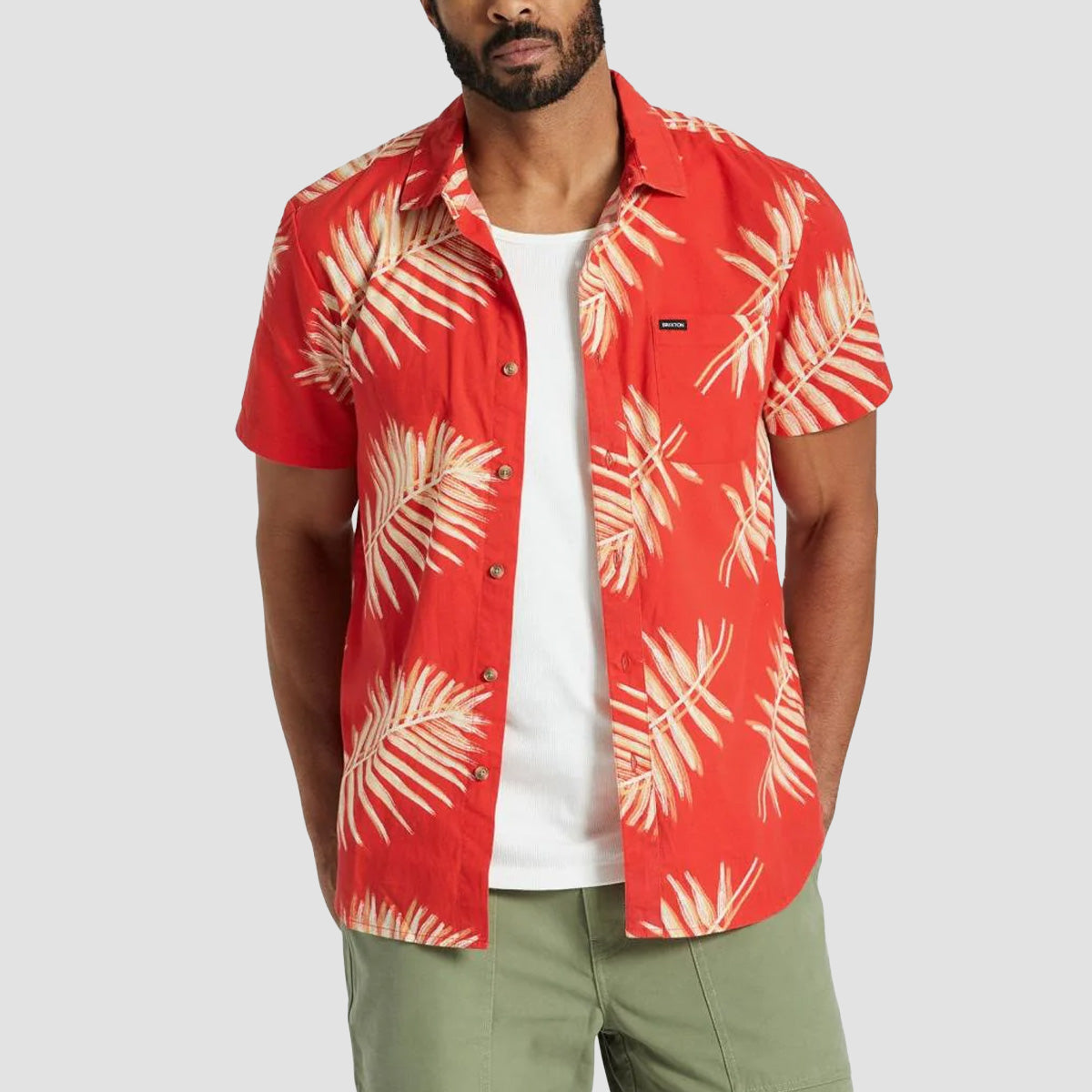 Brixton Charter Print Short Sleeve Woven Shirt Aloha Red/Palm Leaf