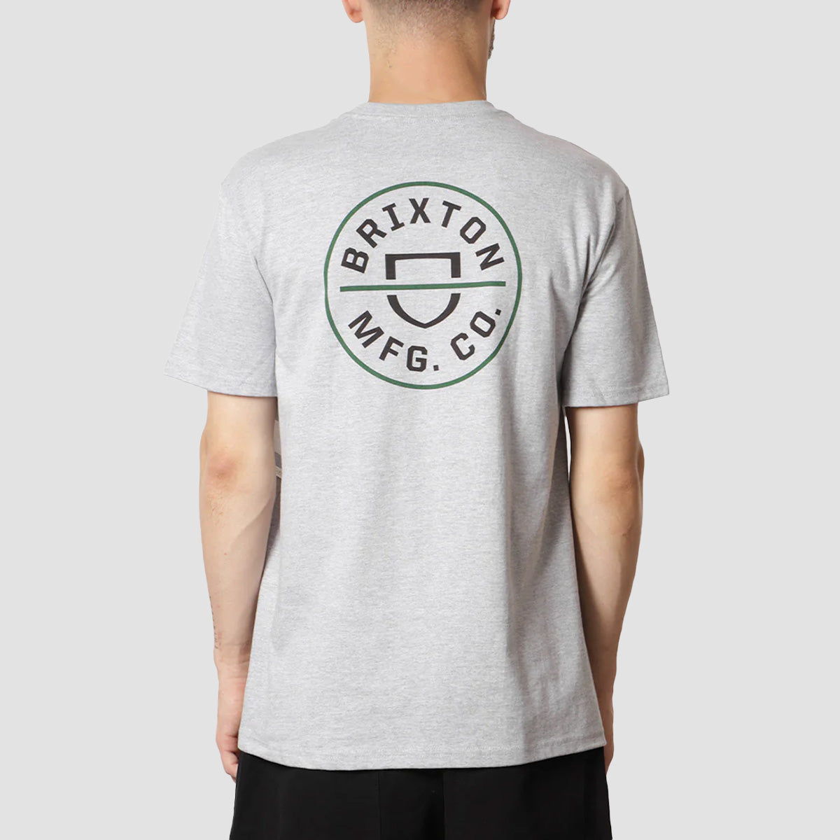 Brixton Crest II T-Shirt Heather Grey/Washed Black/Pine