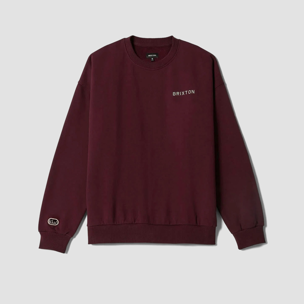 Brixton Embroidered Heavyweight Oversized Crew Sweatshirt Port