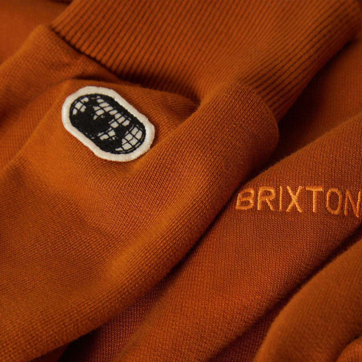 Brixton Embroidered Heavyweight Oversized Pullover Hoodie Rustic Caramel