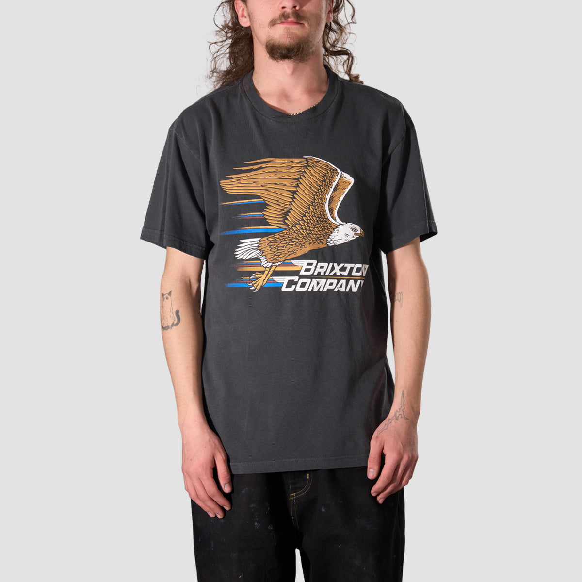 Brixton Free T-Shirt Black Worn Wash