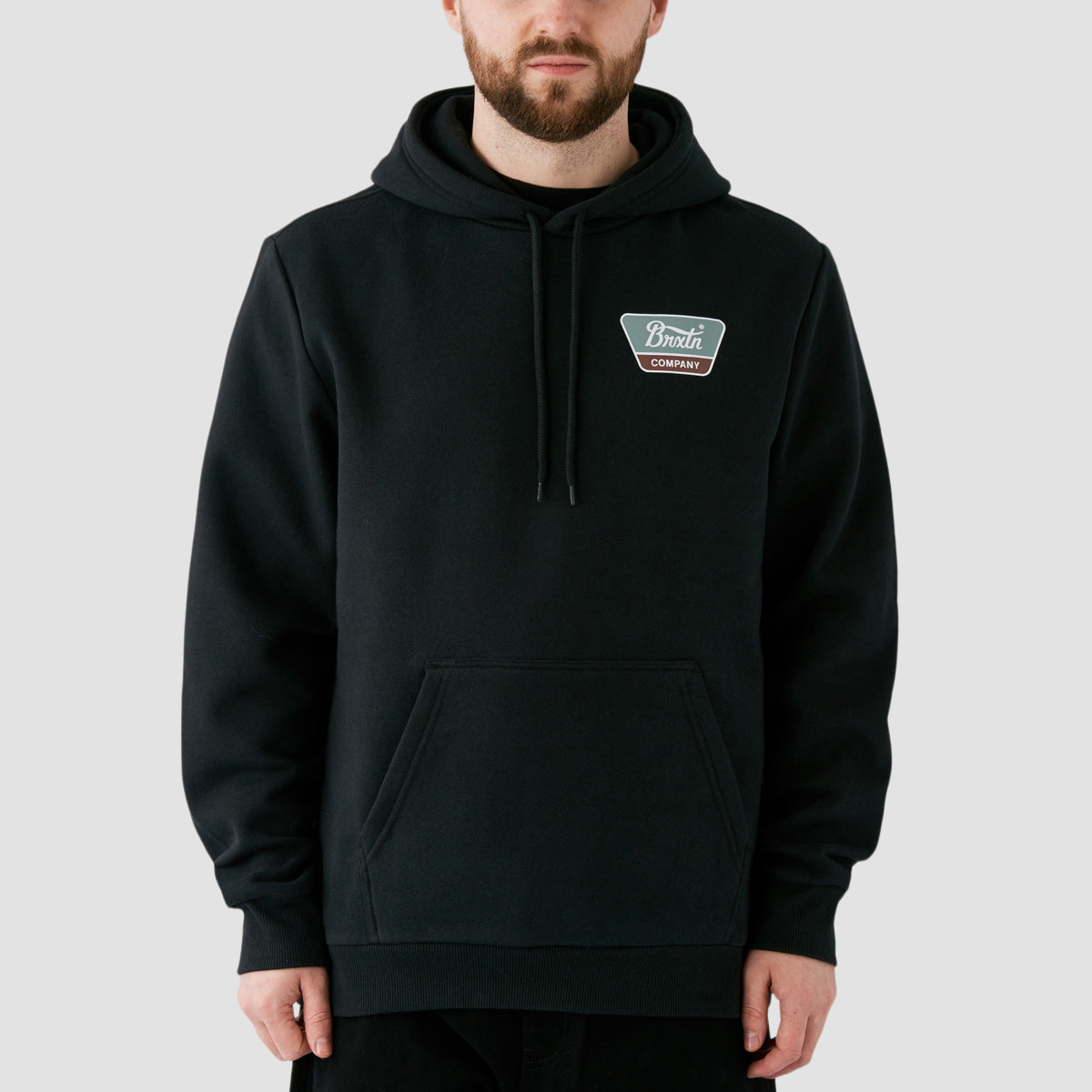 Brixton Linwood Pullover Hoodie Black/Chinois Green/Sepia