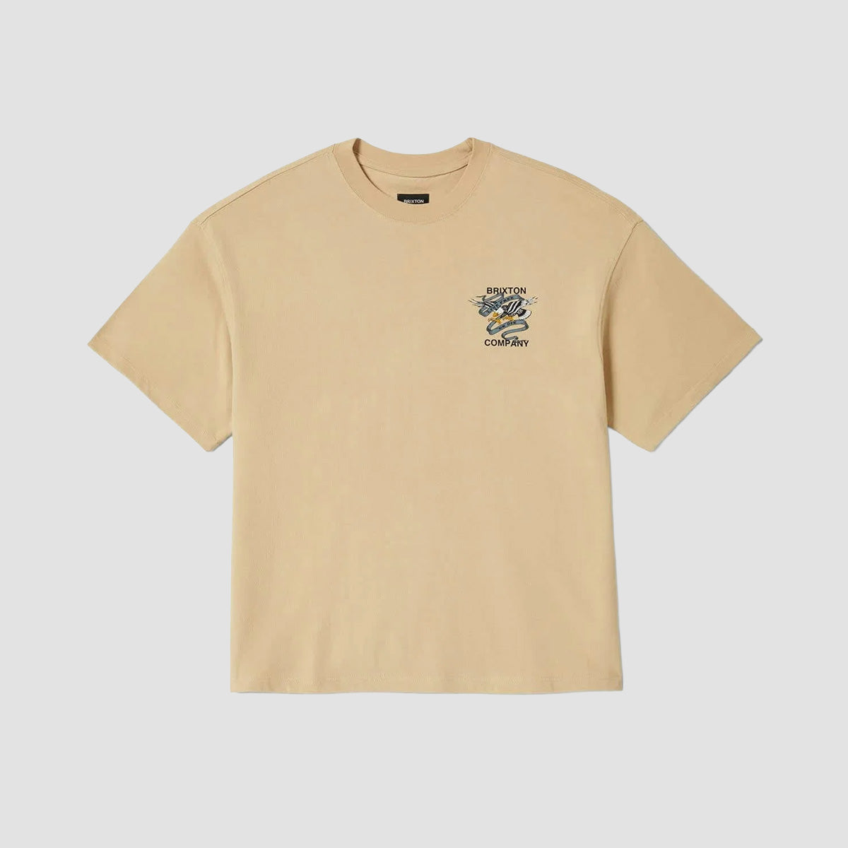 Brixton Live Free HW Relaxed T-Shirt Cream Classic Wash