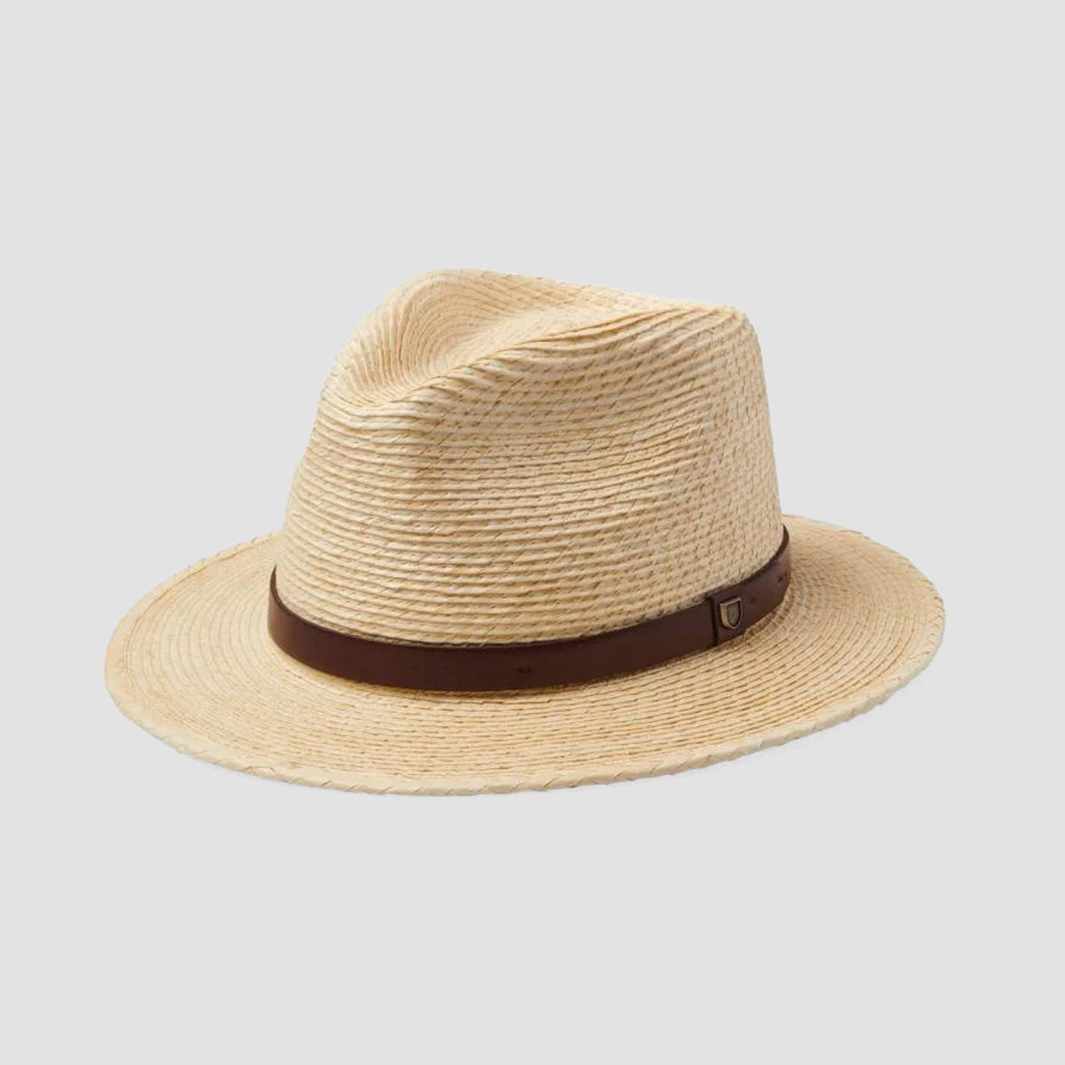 Brixton Messer Straw Fedora Hat Natural/Brown