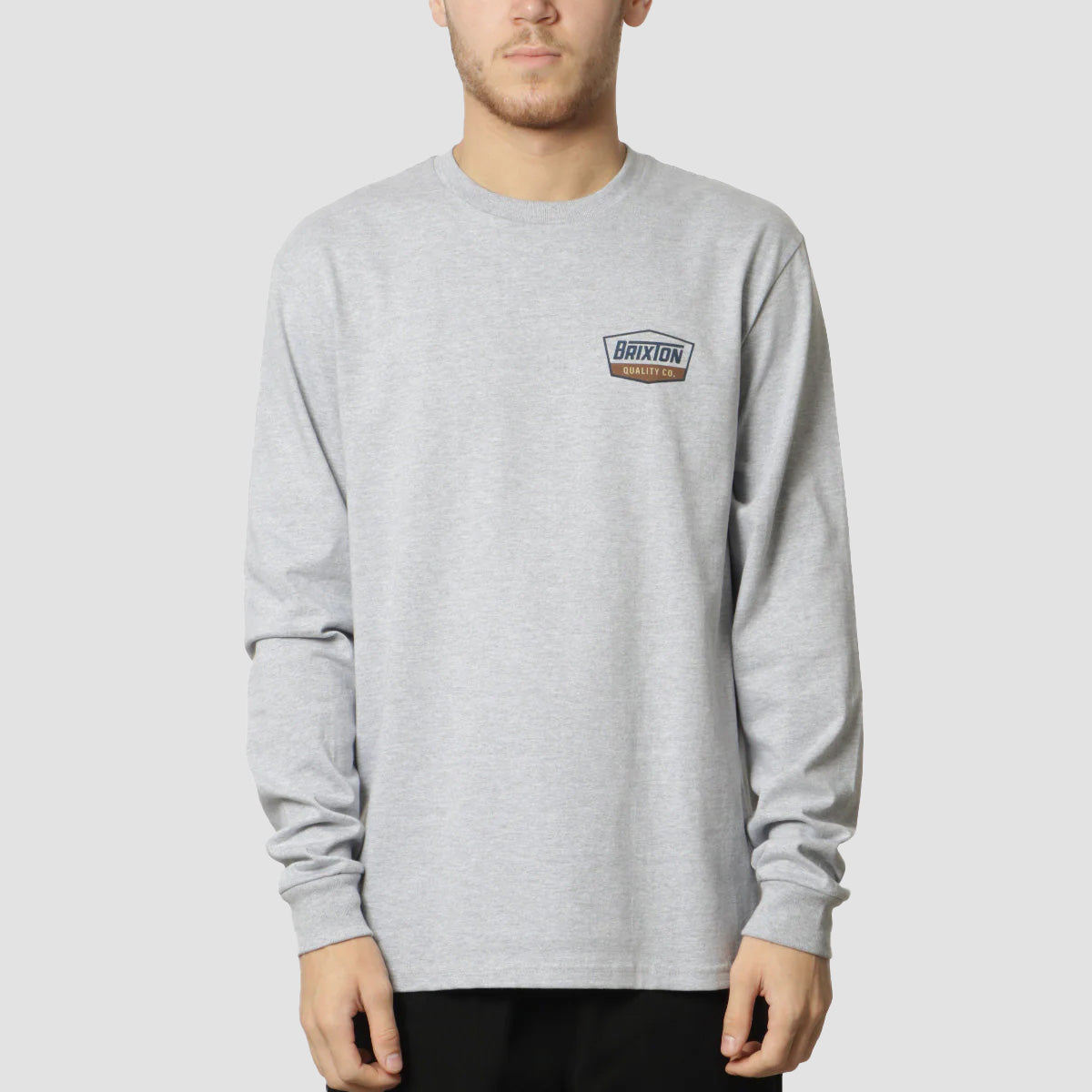 Brixton Regal Longsleeve T-Shirt Heather Grey/Navy/Brown