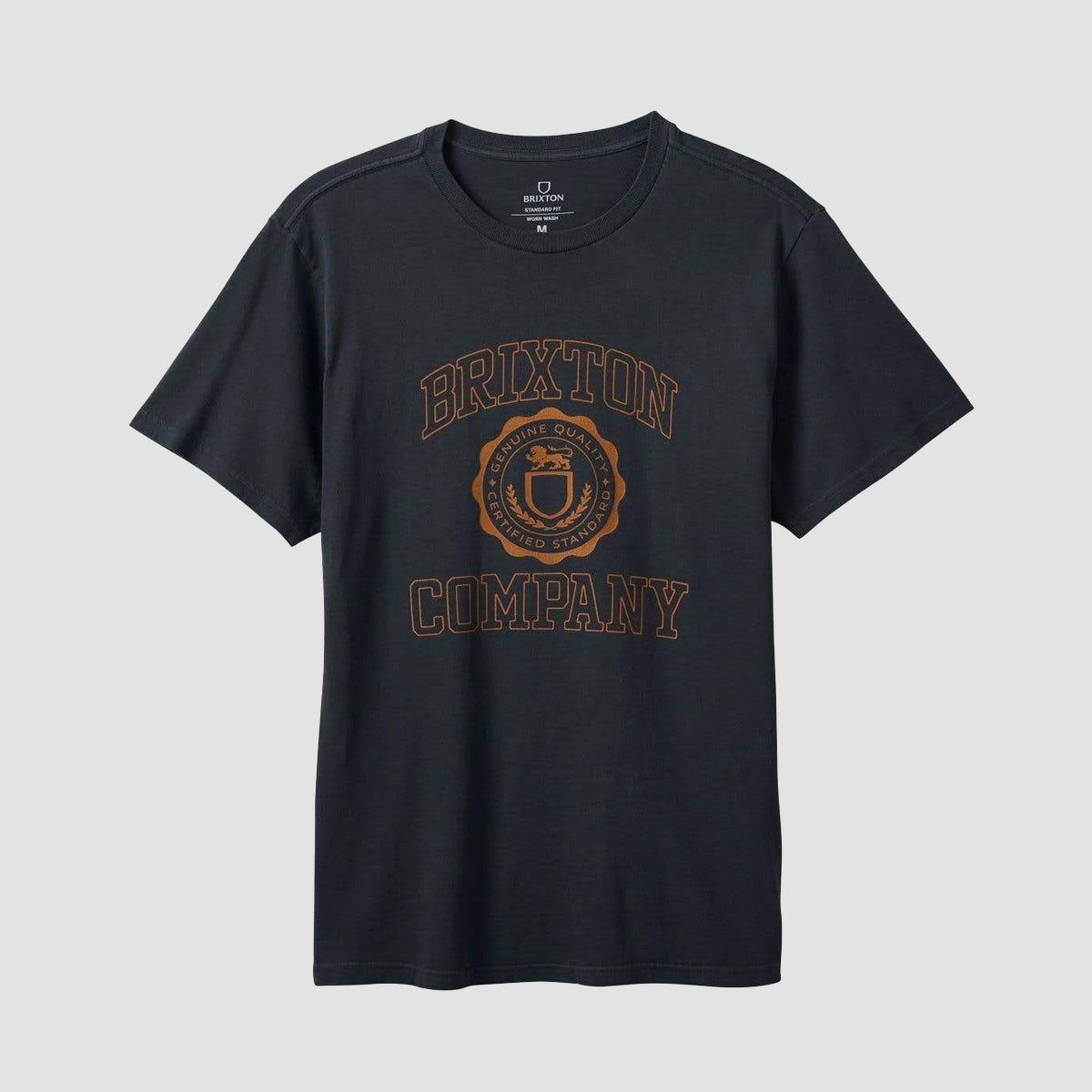 Brixton University T-Shirt Black Worn Wash