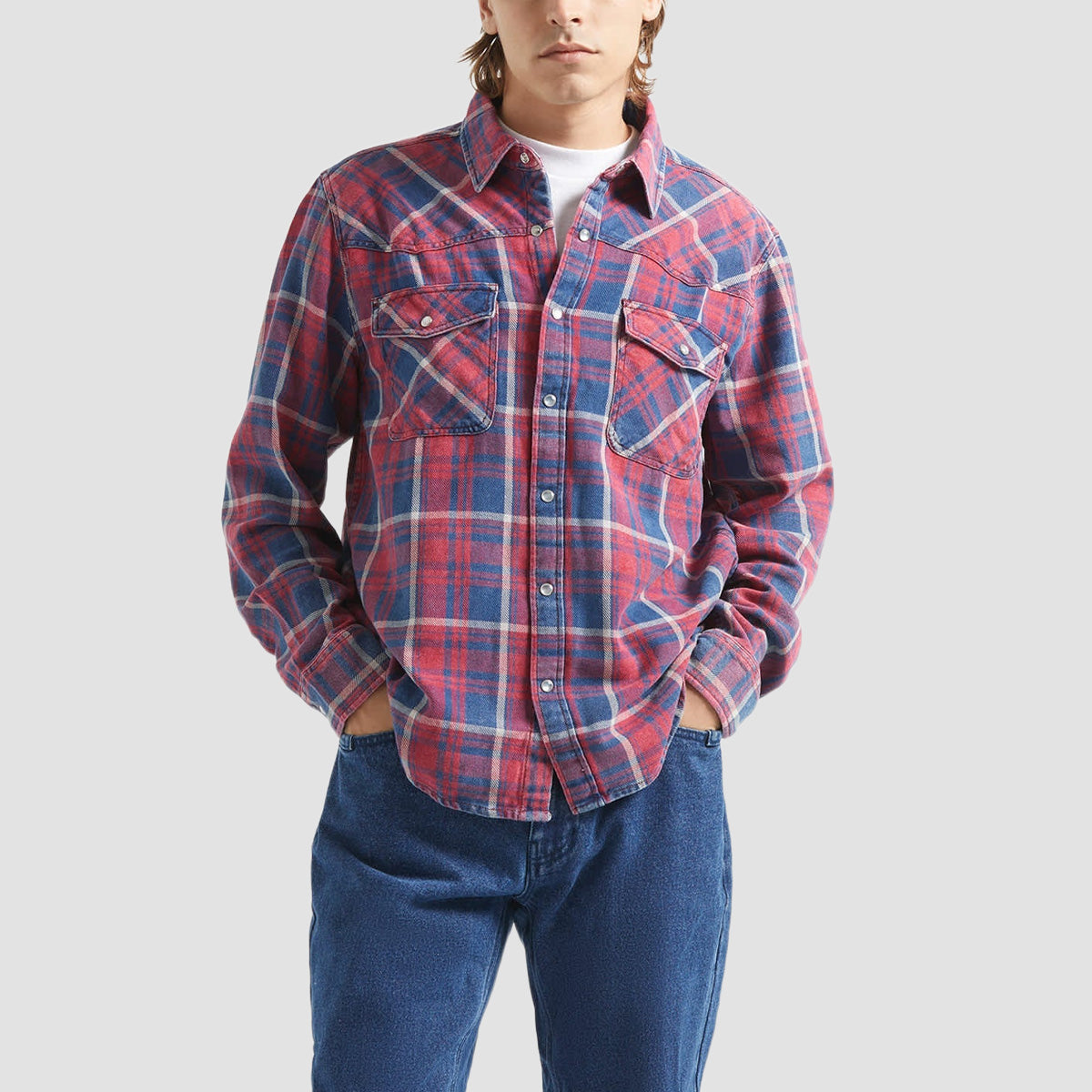 Brixton Waylon LW Overshirt Denim Plaid