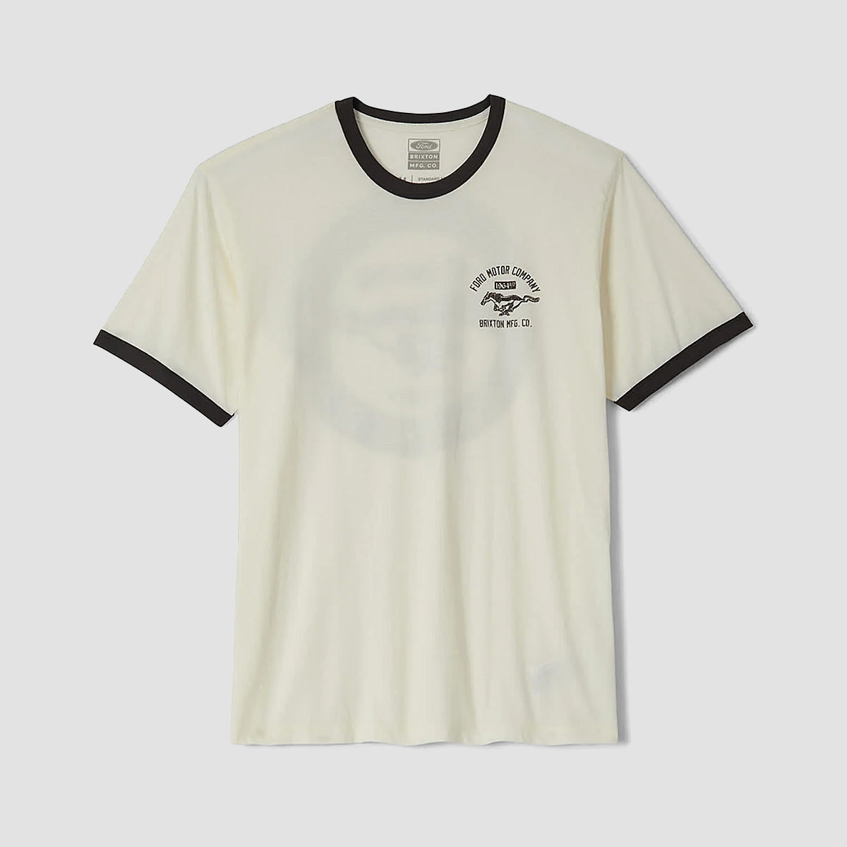 Brixton X Ford Mustang Ringer T-Shirt Wimbledone White/Burnt Rubber