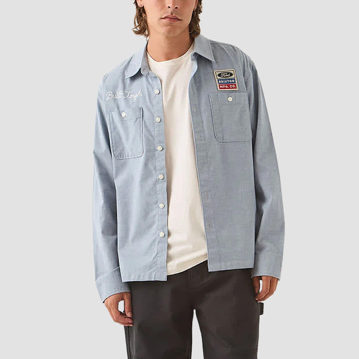 Brixton X Ford Service Dept Longsleeve Workshirt Blue Chambray