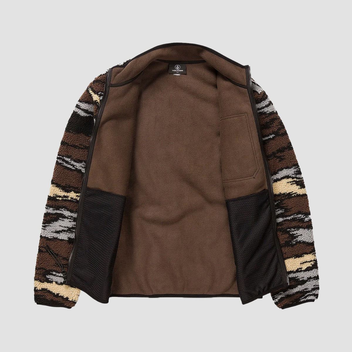 Volcom Muzzer Fuzzar Zip Sweatshirt Bark Brown