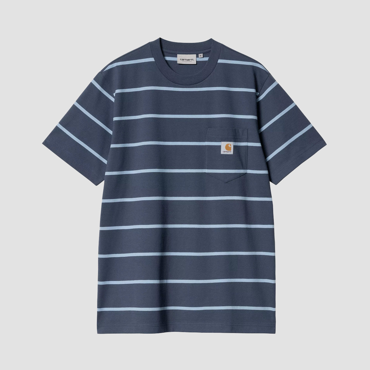 Carhartt WIP Aiken Stripe Pocket T-Shirt Dusky Blue