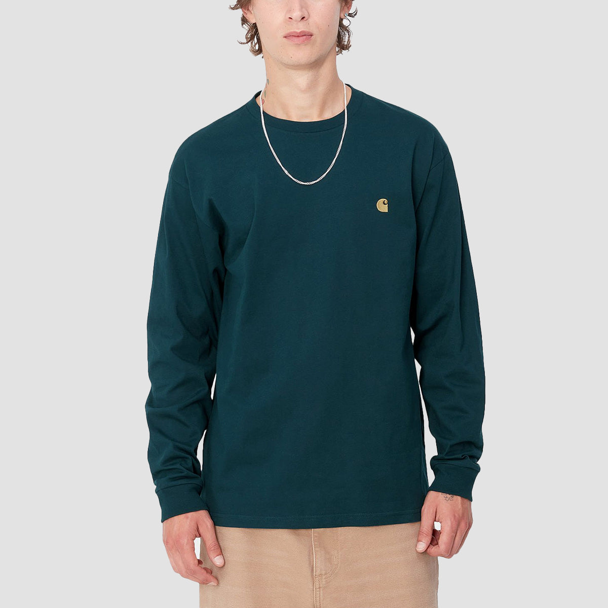 Carhartt WIP Chase Longsleeve T-Shirt Duck Blue/Gold