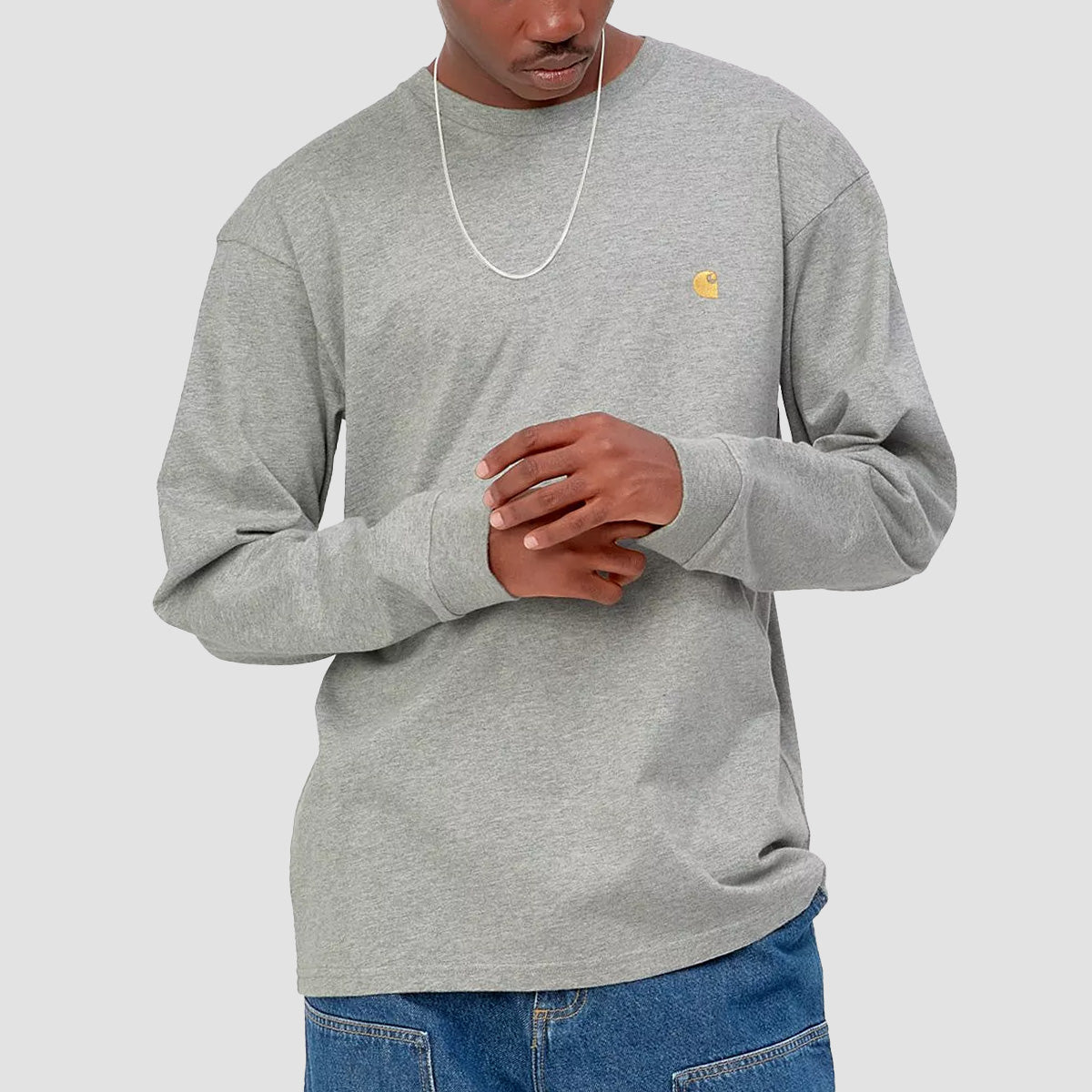 Carhartt WIP Chase Longsleeve T-Shirt Grey Heather/Gold