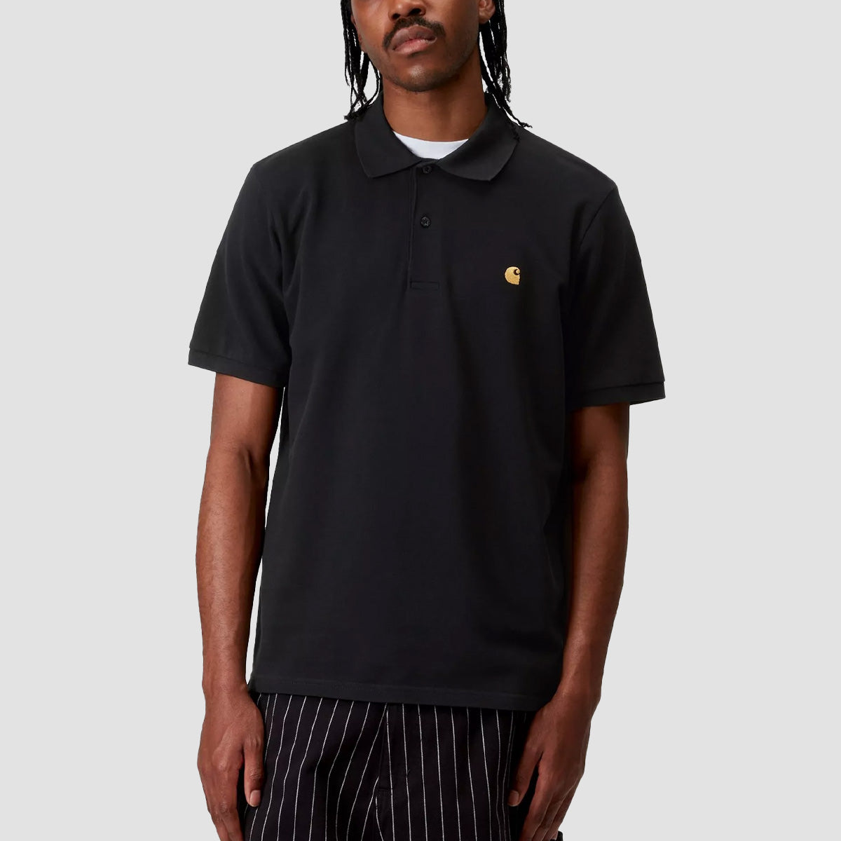 Carhartt WIP Chase Pique Short Sleeve Polo Shirt Black/Gold