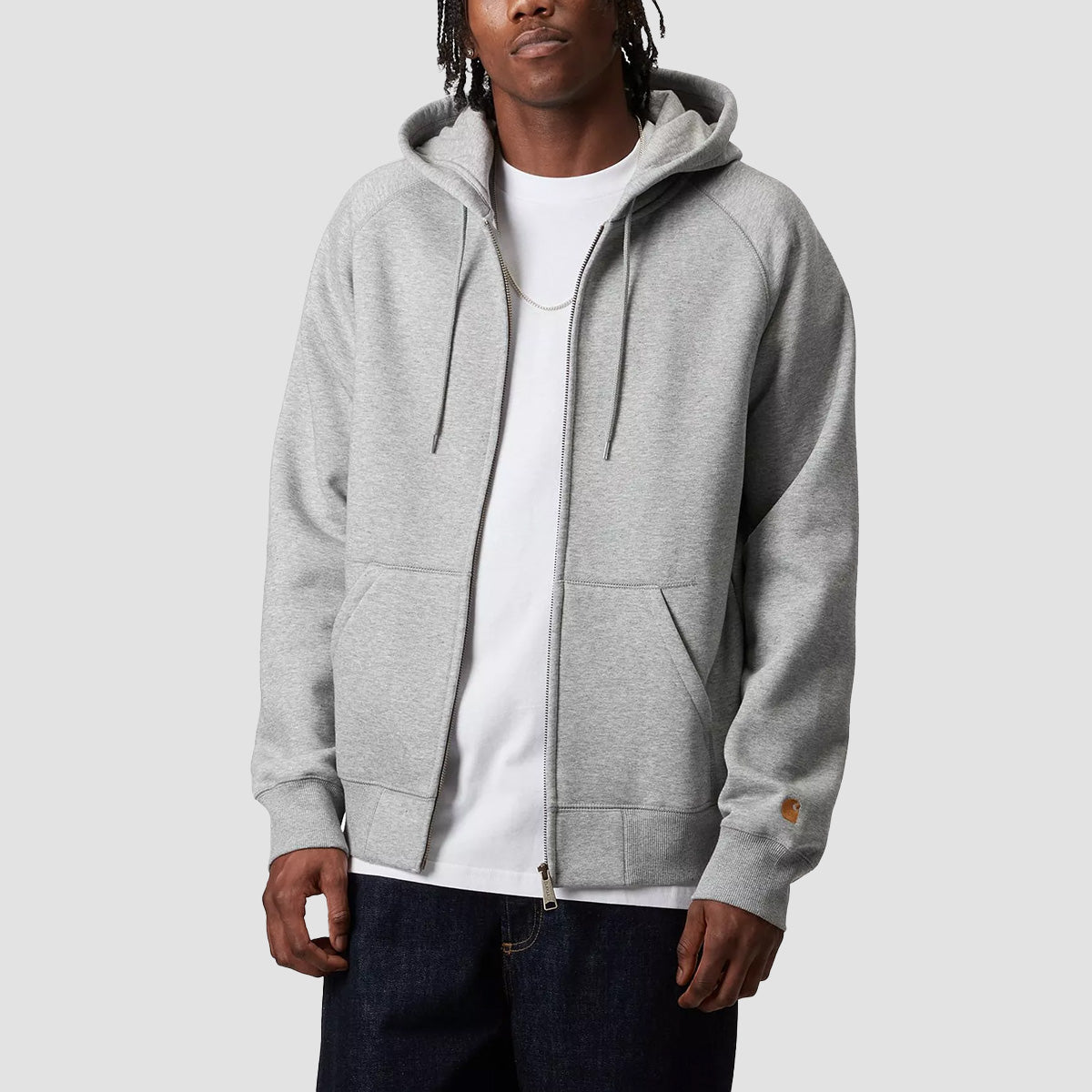 Carhartt WIP Chase Zip Hoodie Grey Heather/Gold