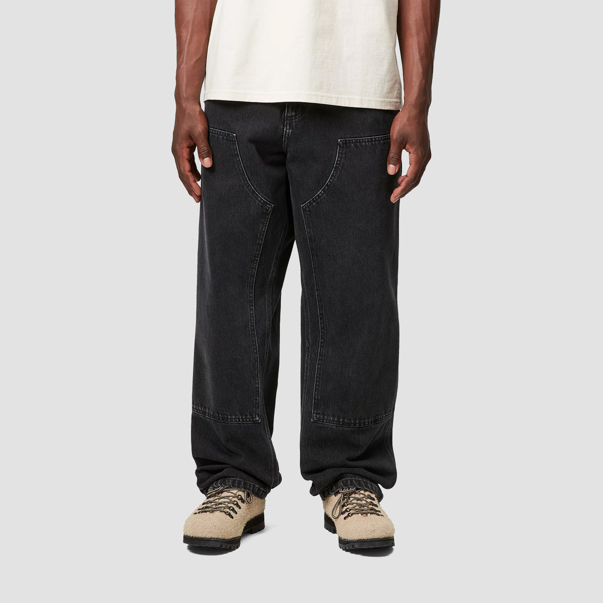 Carhartt WIP Double Knee Relaxed Fit Jeans Black Stone Washed