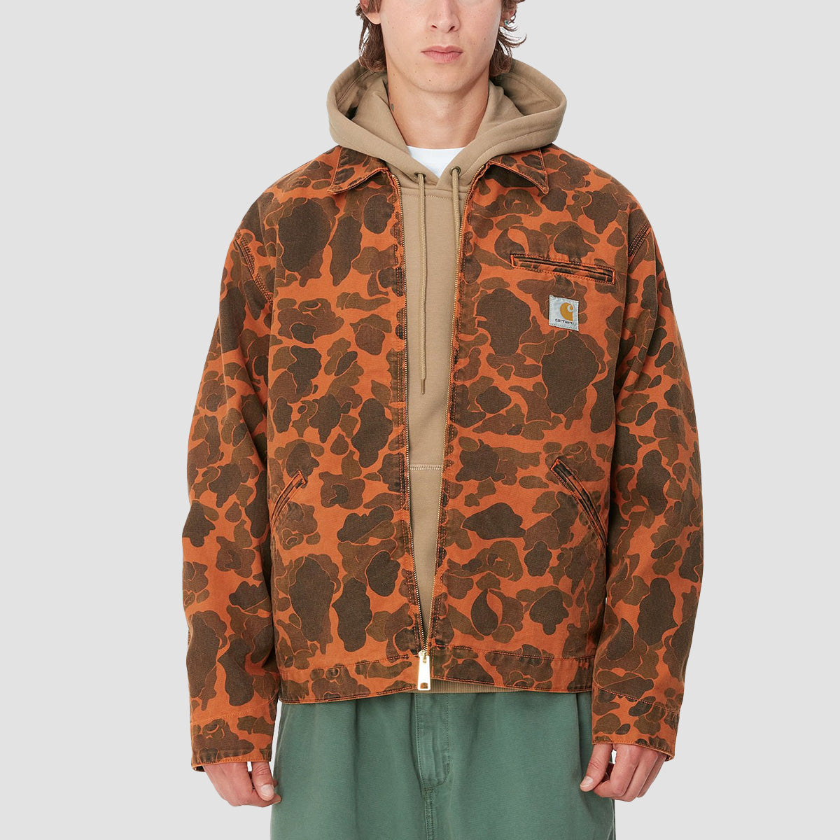 Carhartt WIP Duck Detroit Jacket Camo Duck/Green/Turmeric Garment Dyed