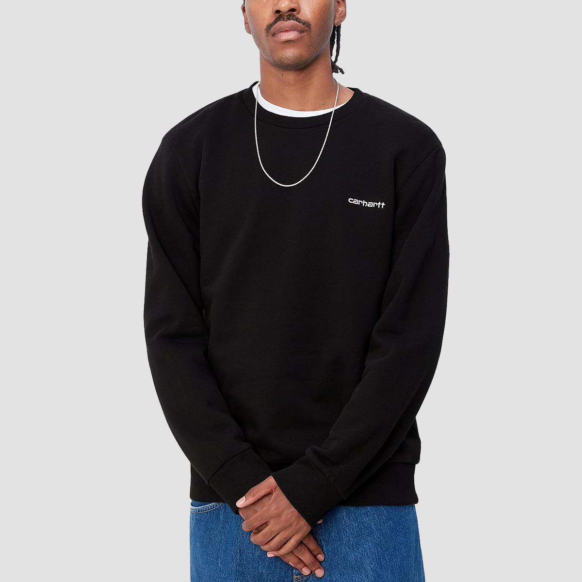 Carhartt WIP Script Embroidery Crew Sweatshirt Black/White