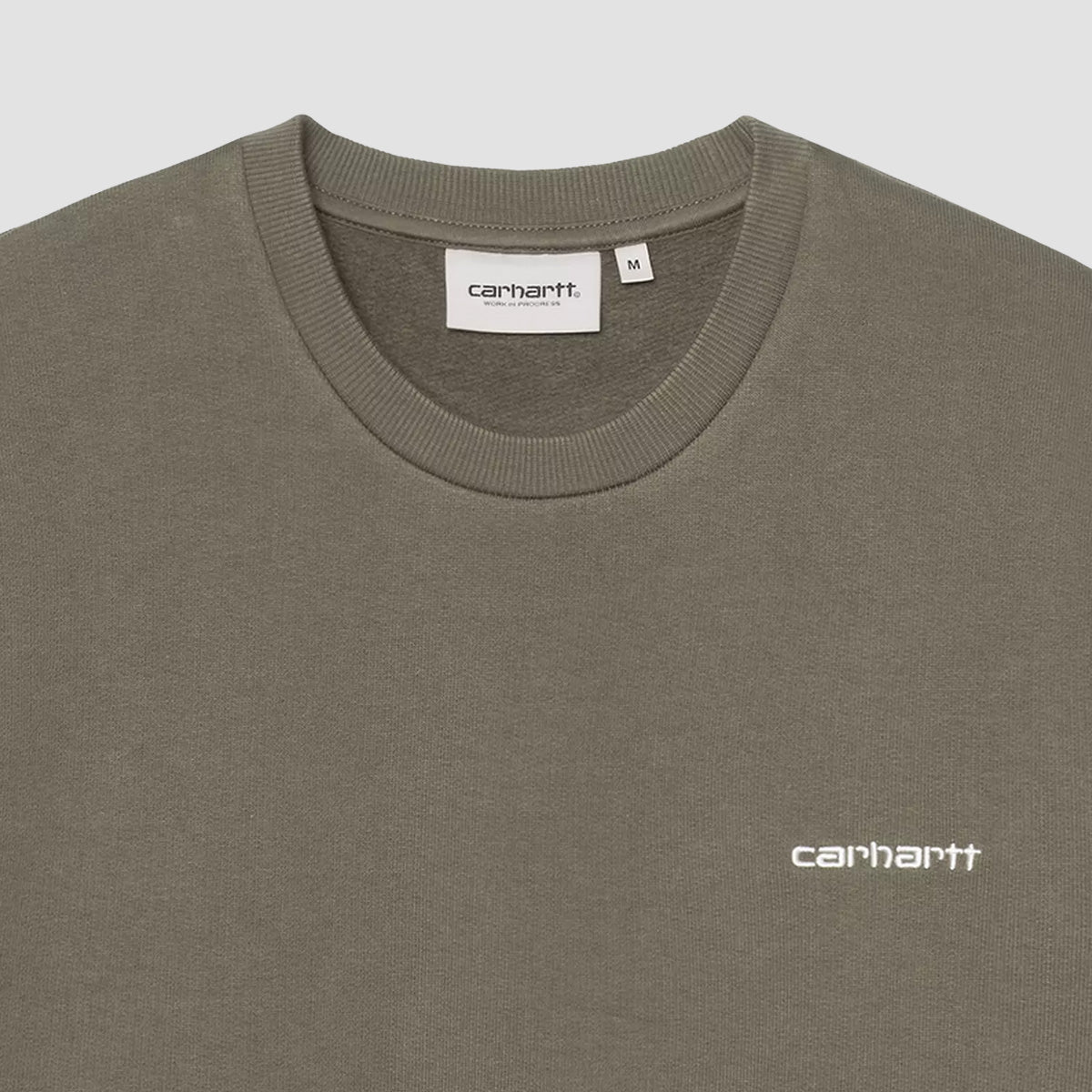 Carhartt WIP Script Embroidery Crew Sweatshirt Leaf/White