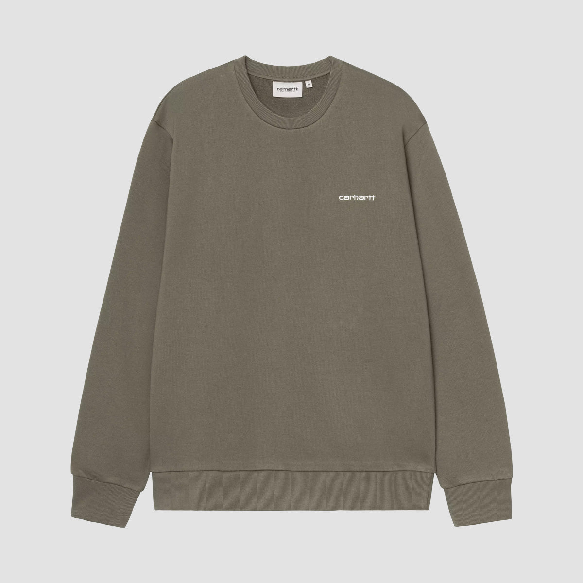 Carhartt WIP Script Embroidery Crew Sweatshirt Leaf/White