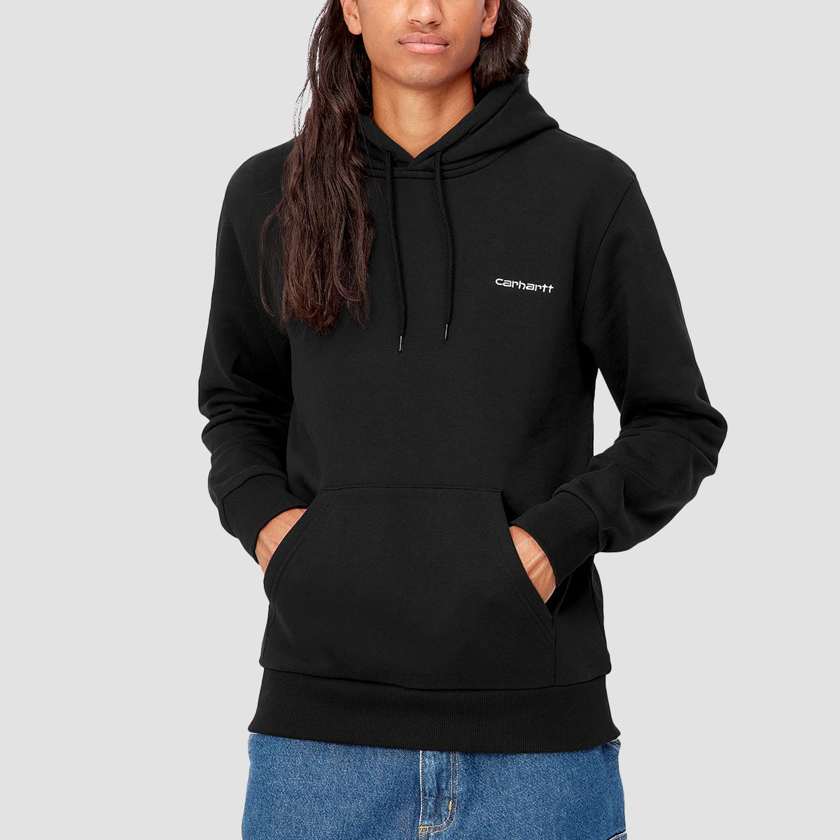 Carhartt WIP Script Embroidery Pullover Hoodie Black/White