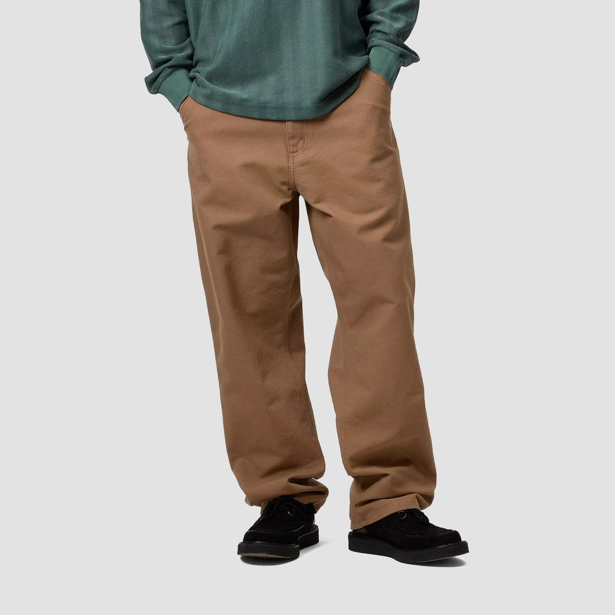 Carhartt WIP Single Knee Canvas Pants Hamilton Brown Rinsed