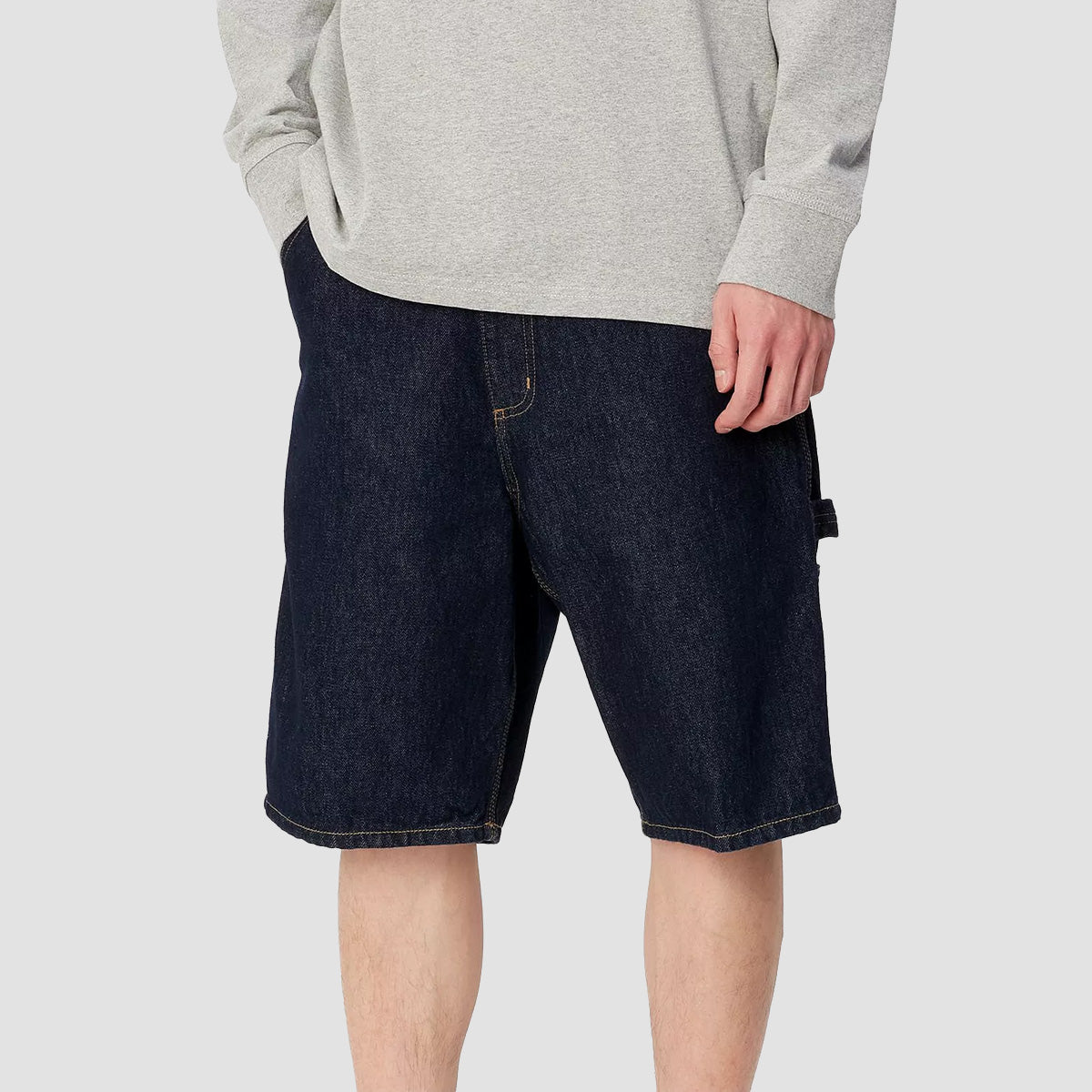 Carhartt WIP Single Knee Denim Shorts Blue Rinsed