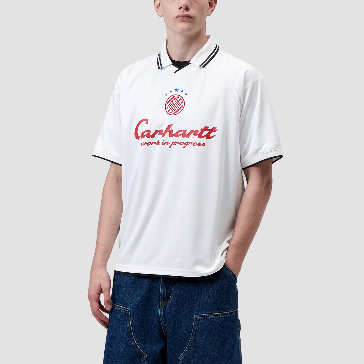Carhartt WIP Terrace Football T-Shirt Heart Train Jacquard White