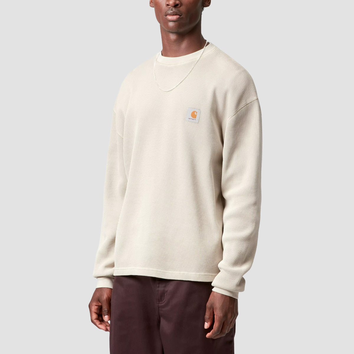 Carhartt WIP Vista Waffle Longsleeve T-Shirt Fleur De Sel Garment Dyed