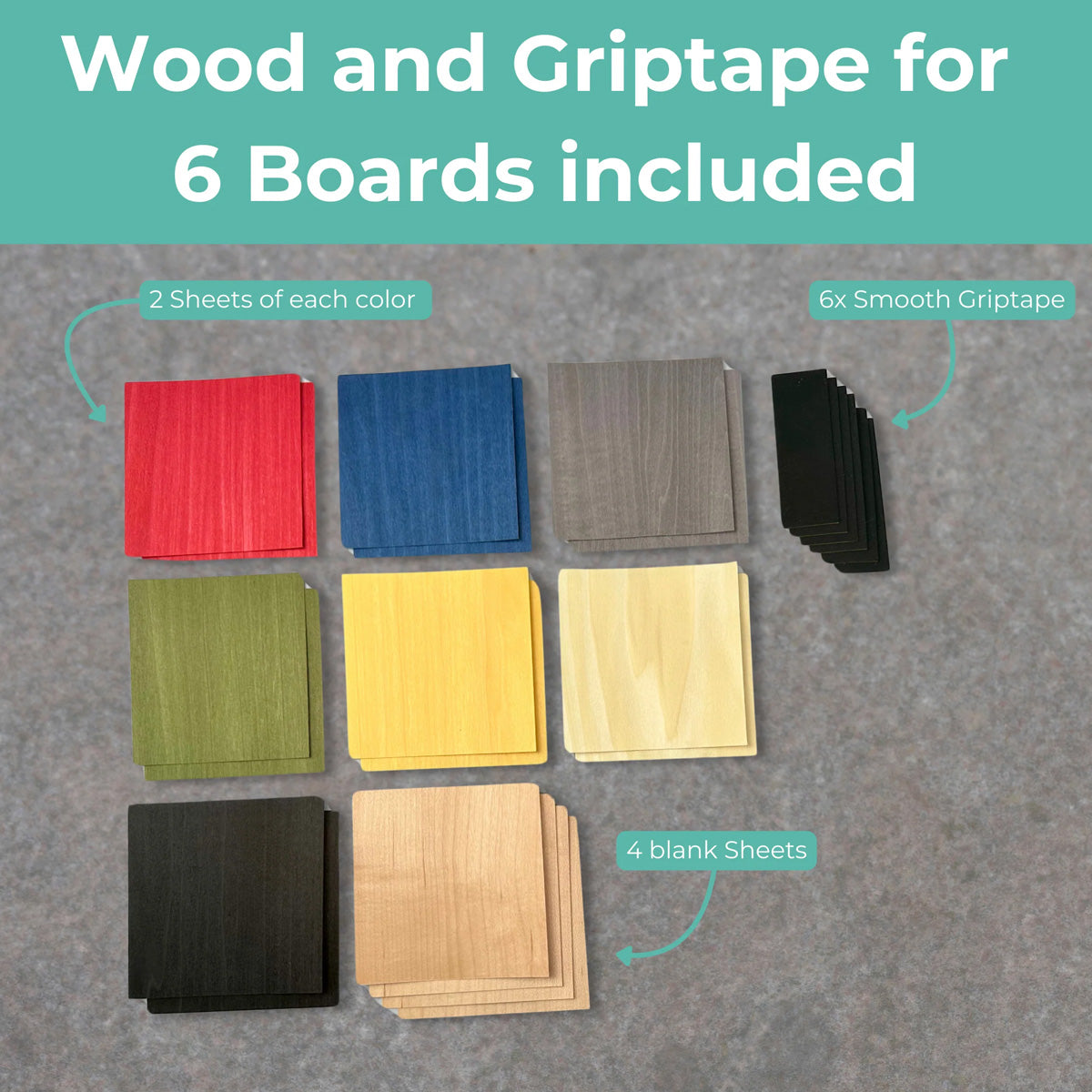 CRESKATE Coloured Fingerboard Veneer - 6 Boards