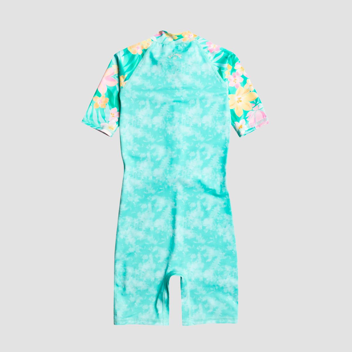 Billabong Little Love Short Sleeve UPF 50 One-Piece Rashguard 2-7 Years Light Lagoon - Girls