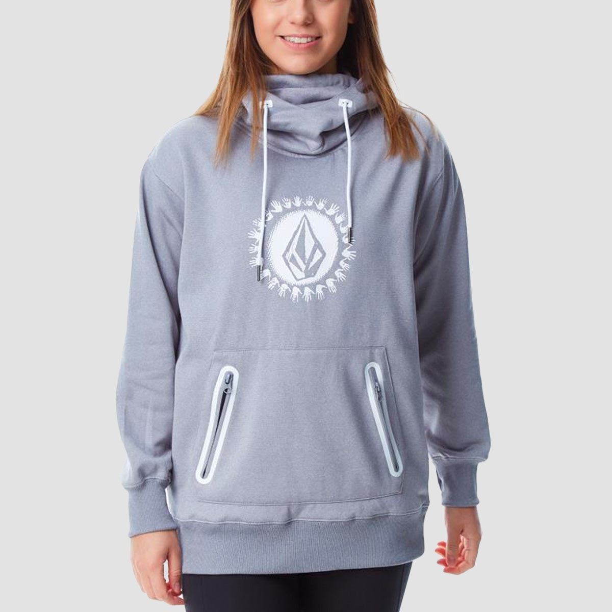 Volcom Spring Shred Snow Pullover Hoodie Heather Grey - Womens