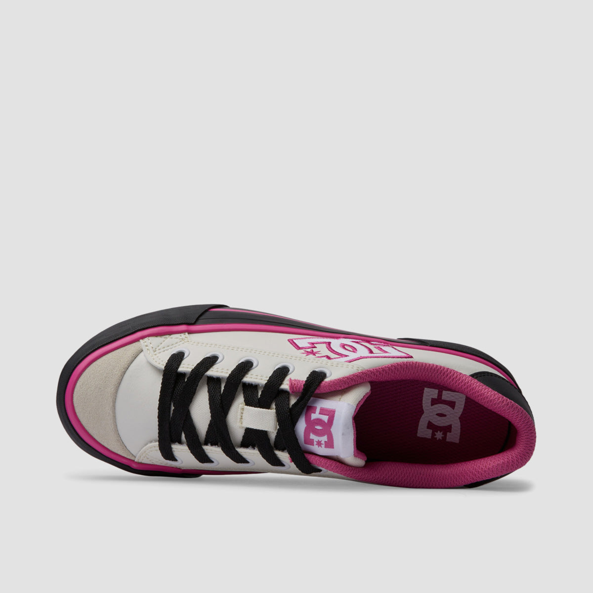 DC Chelsea Platform Shoes - White/Black/Pink - Womens