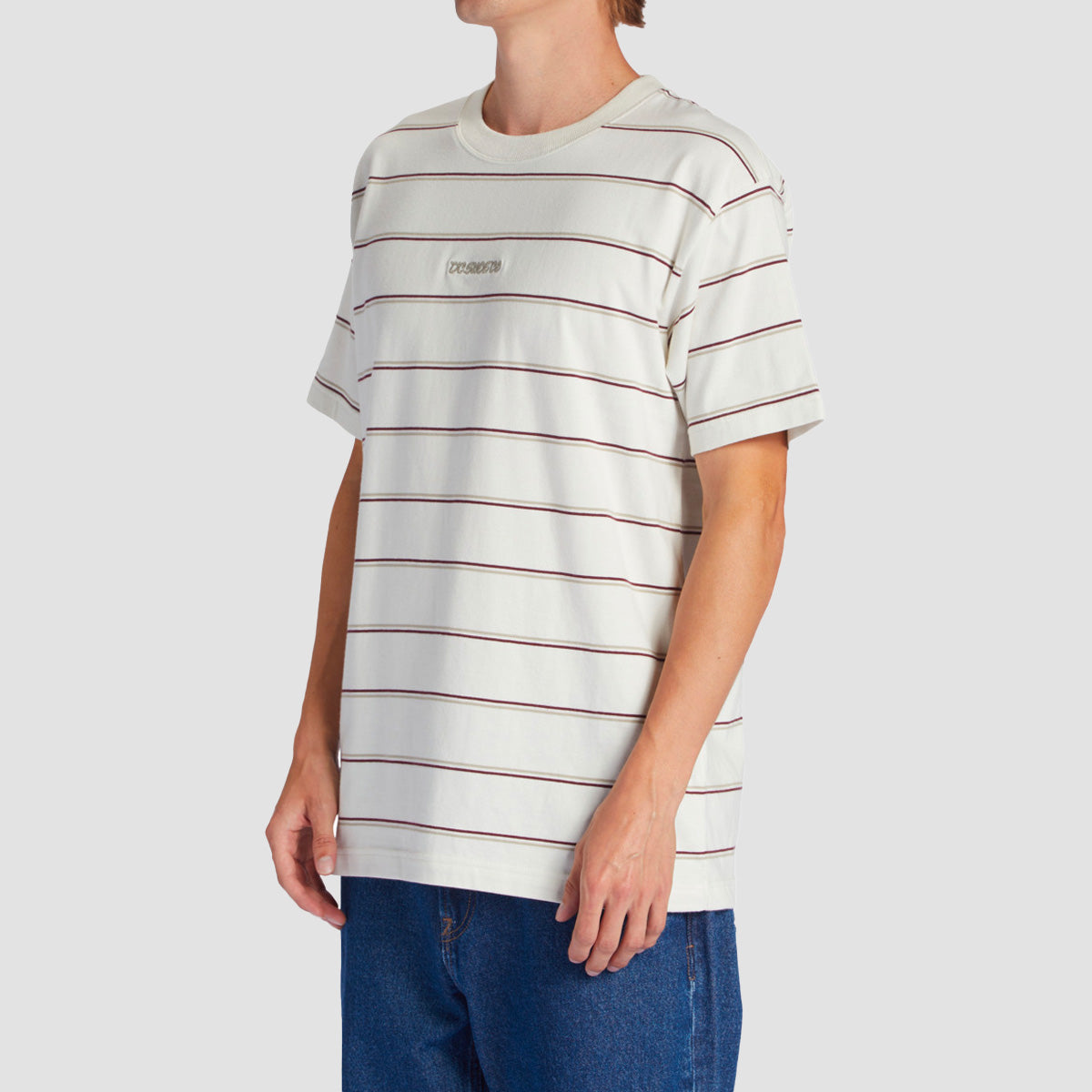 DC Kingpin Stripe T-Shirt Lily White