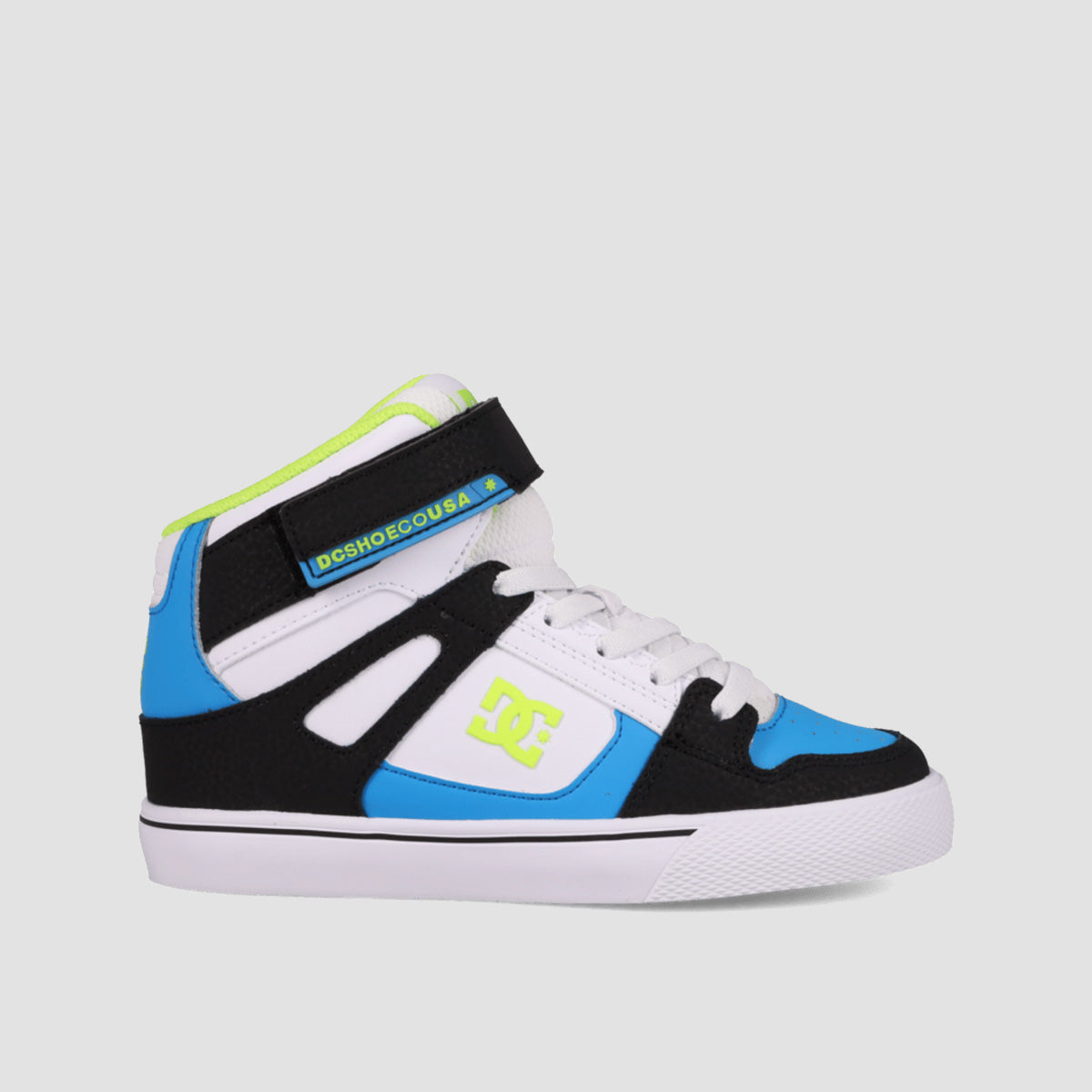 DC Pure Hi Top EV Shoes - Black/Blue/Lime - Kids