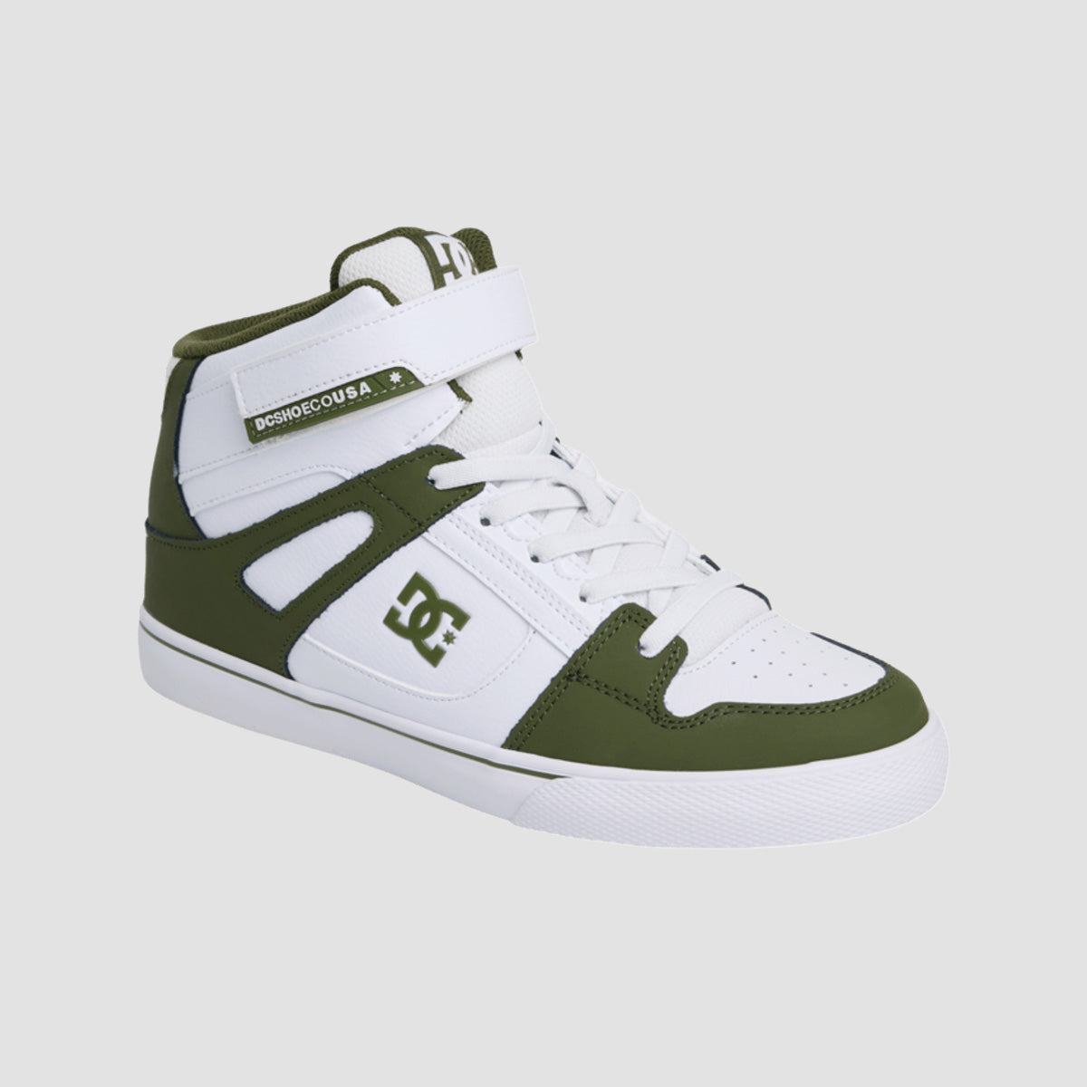 DC Pure Hi Top EV Shoes - Olive/White - Kids