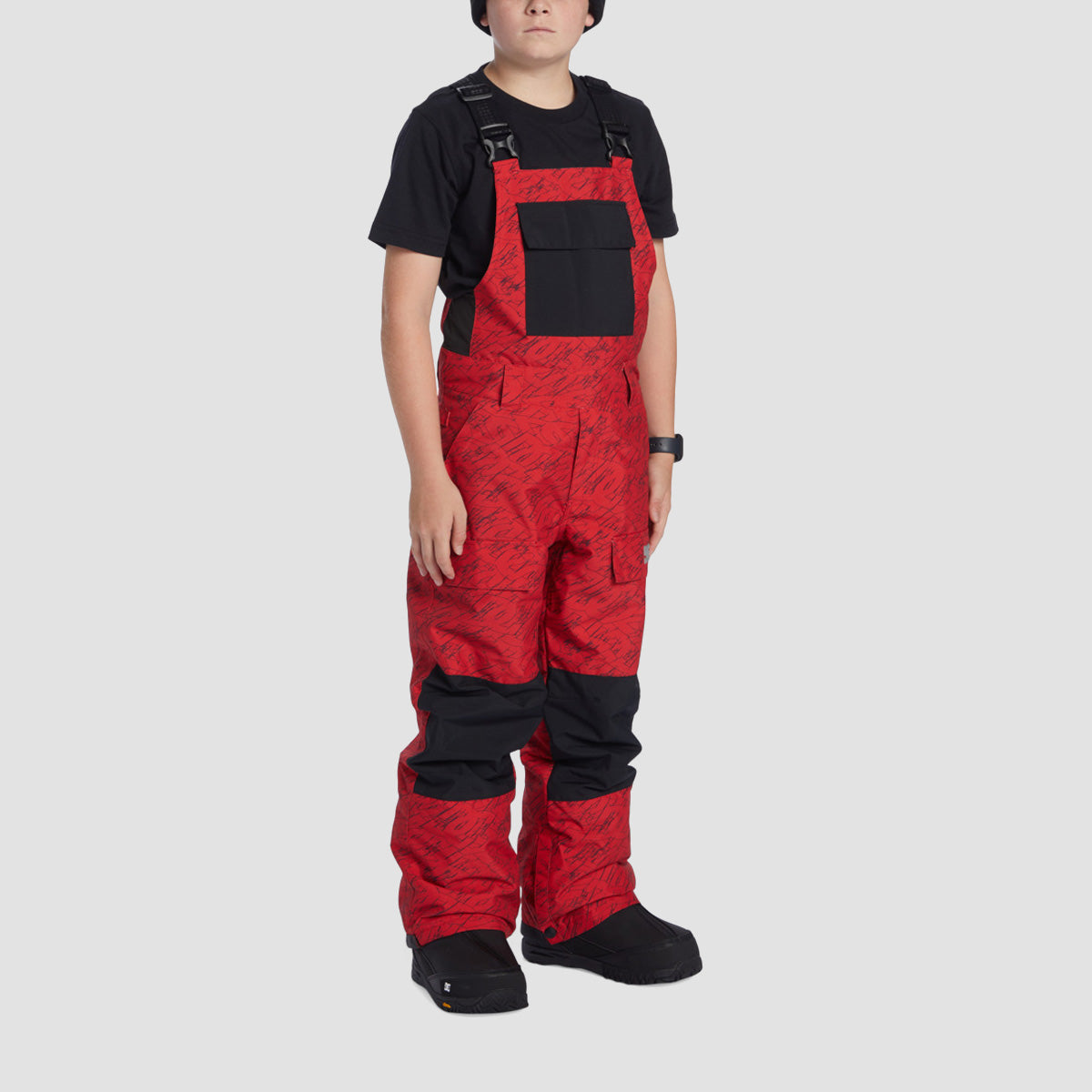 DC Roadblock Snow Bib Pants Stacked Barbados Cherry - Kids