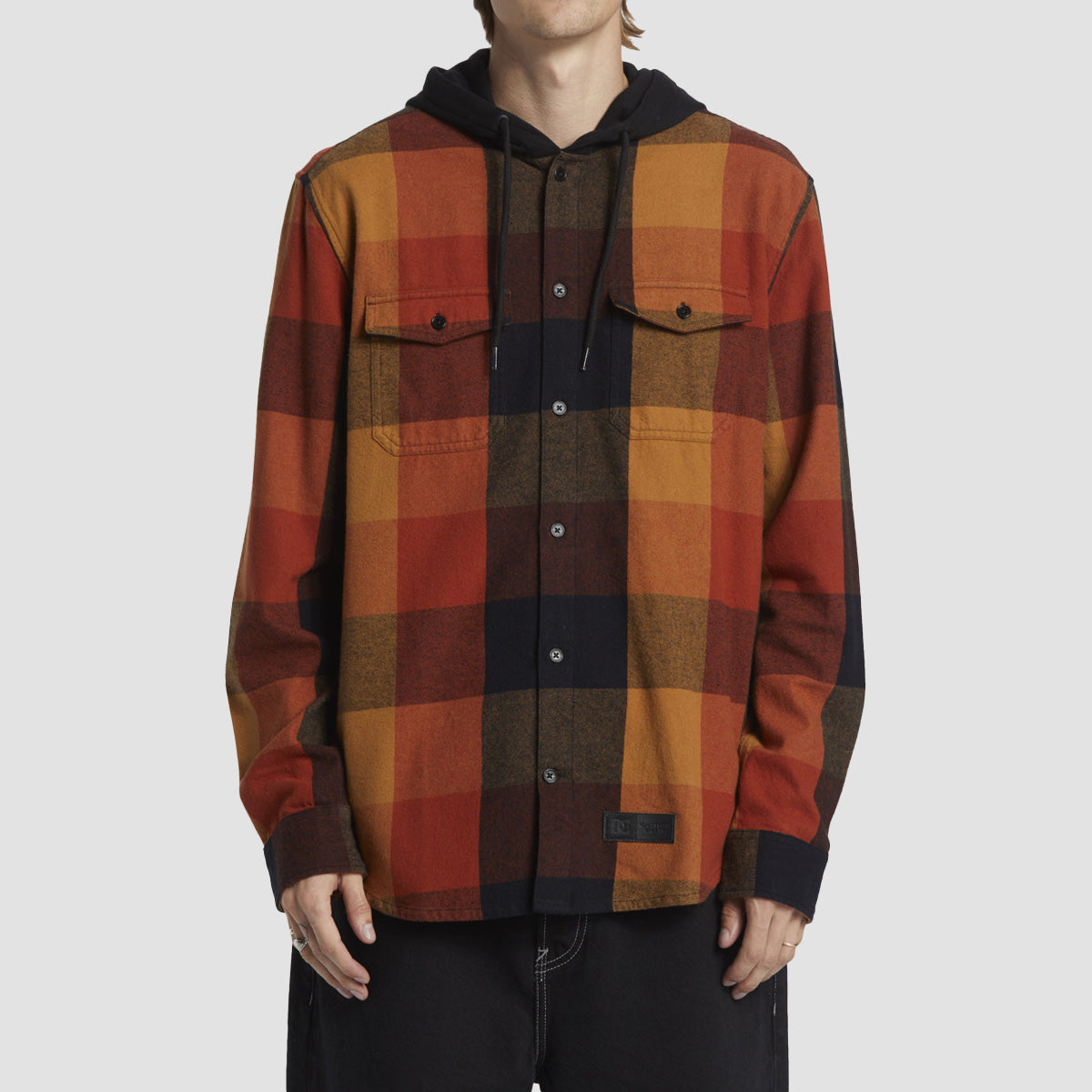 DC Ruckus Hooded longsleeve Shirt Black/Arabian Spice/Chipmunk