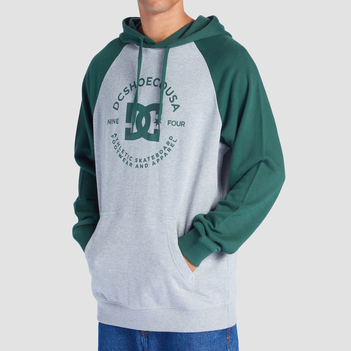 DC Star Pilot Raglan Pullover Hoodie Heather Grey Sycamore